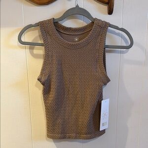 Aura Textured Knit Tank Top in Brown